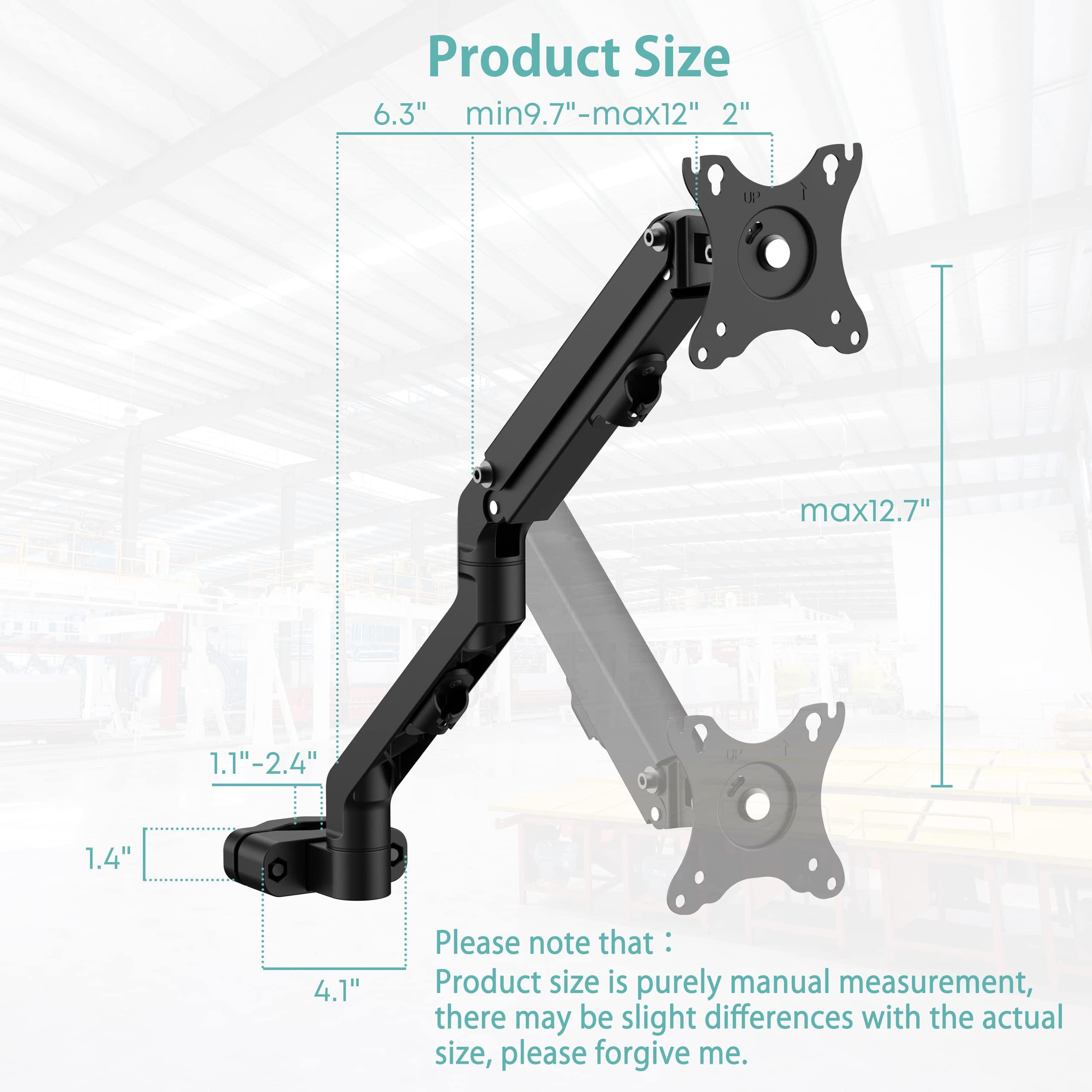 WORLDLIFT WORLDLIFT Height Adjustable Pole Mount Monitor Arm for 17"-27" Screens with Mechanical Spring, VESA 75x75 and 100x100 - Holds up to 15.4 lbs