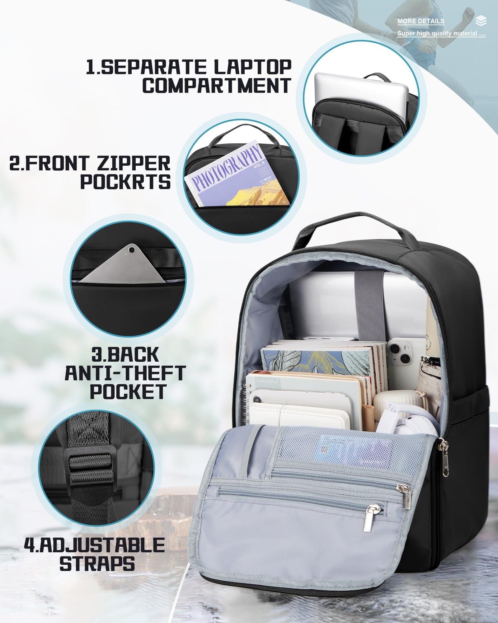 WEPLAN WEPLAN United Airlines Approved Personal Item Travel Bag, Underseat 20L Carry on Backpack, Waterproof Cabin Luggage Bag, mochila de viaje, Frontier Airlines Personal Item Bag, black