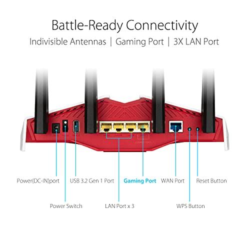 ASUS ASUS RT-AX82U AX5400 Dual-band WiFi 6 Gaming Router GUNDAM EDITION, Mesh WiFi, Lifetime Free Internet Security, Dedicated Gaming Port, Mobile Game Boost, MU-MIMO, Streaming & Gaming, AURA RGB lighting
