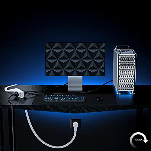 Maximm Maximm Cable 10 Ft 360° Rotating Flat Plug Extension Cord / Wire, 16 AWG Multi 3 Outlet Extension Wire, 3 Prong Grounded Wire - White - UL Certified