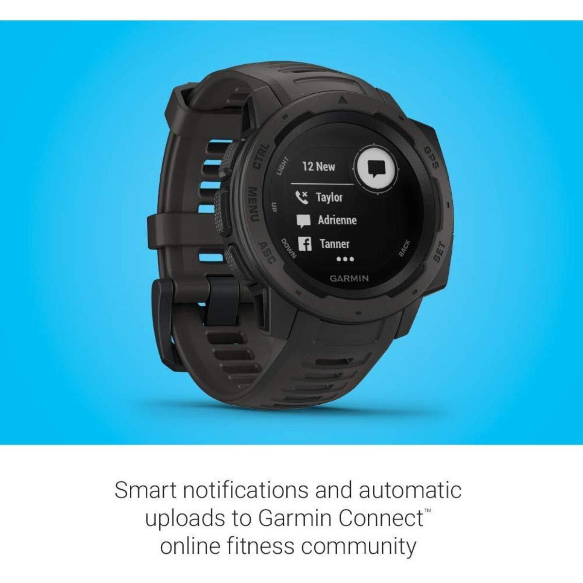 Garmin Garmin Instinct Rugged Outdoor GPS Watch with Built-in Navigation Sensors, Heart Rate Monitoring, Activity Tracking and Stress Monitoring - Graphite (Renewed)