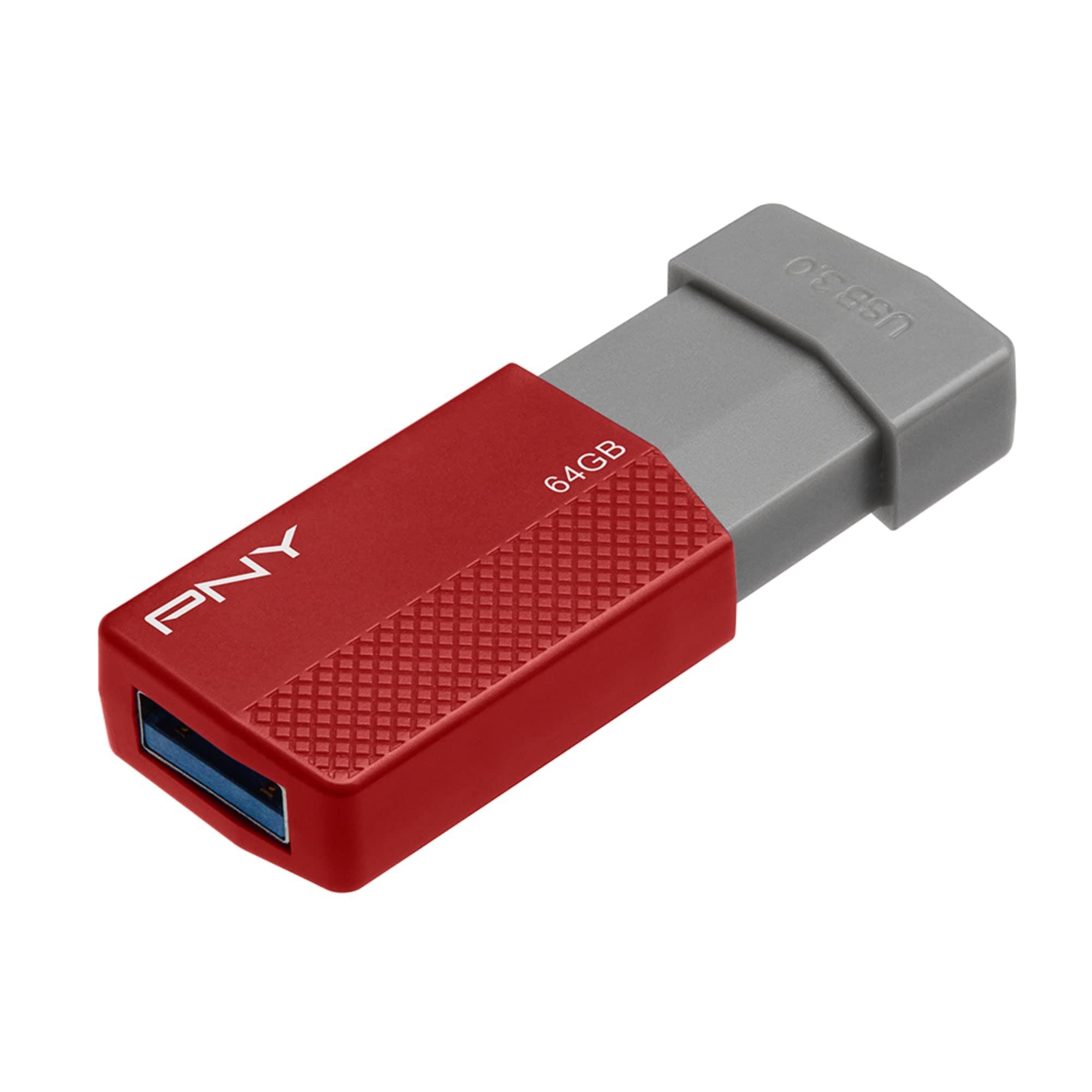 PNY PNY USB 3.0 Flash Drive, 64GB, Assorted Colors, P-FD64GELEDG