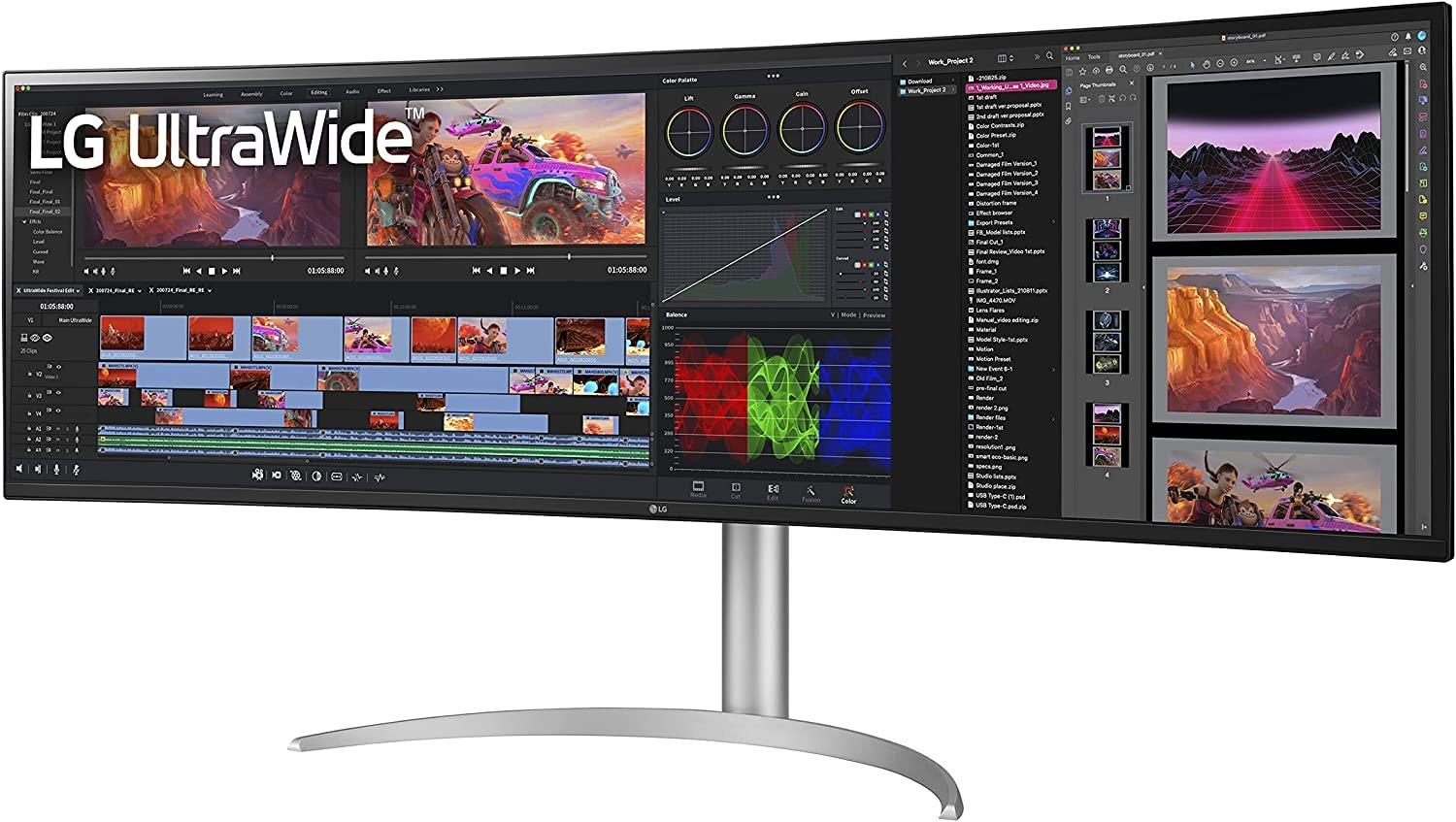 LG LG 49WQ95C-W 49 Inch 32:9 Curved UltraWide DQHD (5120 x 1440) Nano IPS Monitor, NVIDIA G-SYNC Compatible & AMD FreeSync Premium Pro, HDMI 2.1 & USB Type-C (90W PD), Tilt/Height/Swivel Adjustable