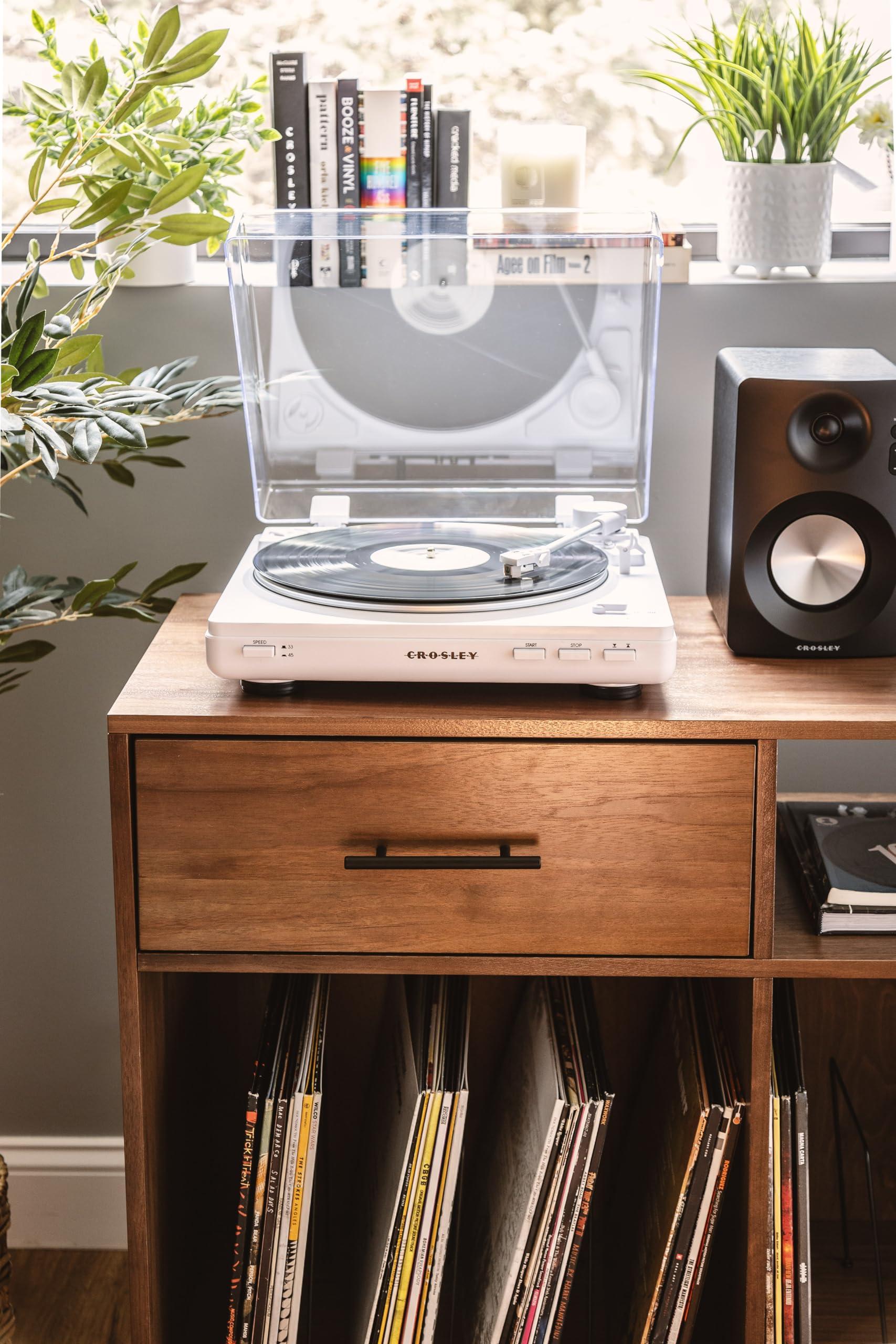 Crosley Crosley T400D-WH Fully Automatic Bluetooth 2-Speed Turntable Record Player with S100A Stereo Speakers, White