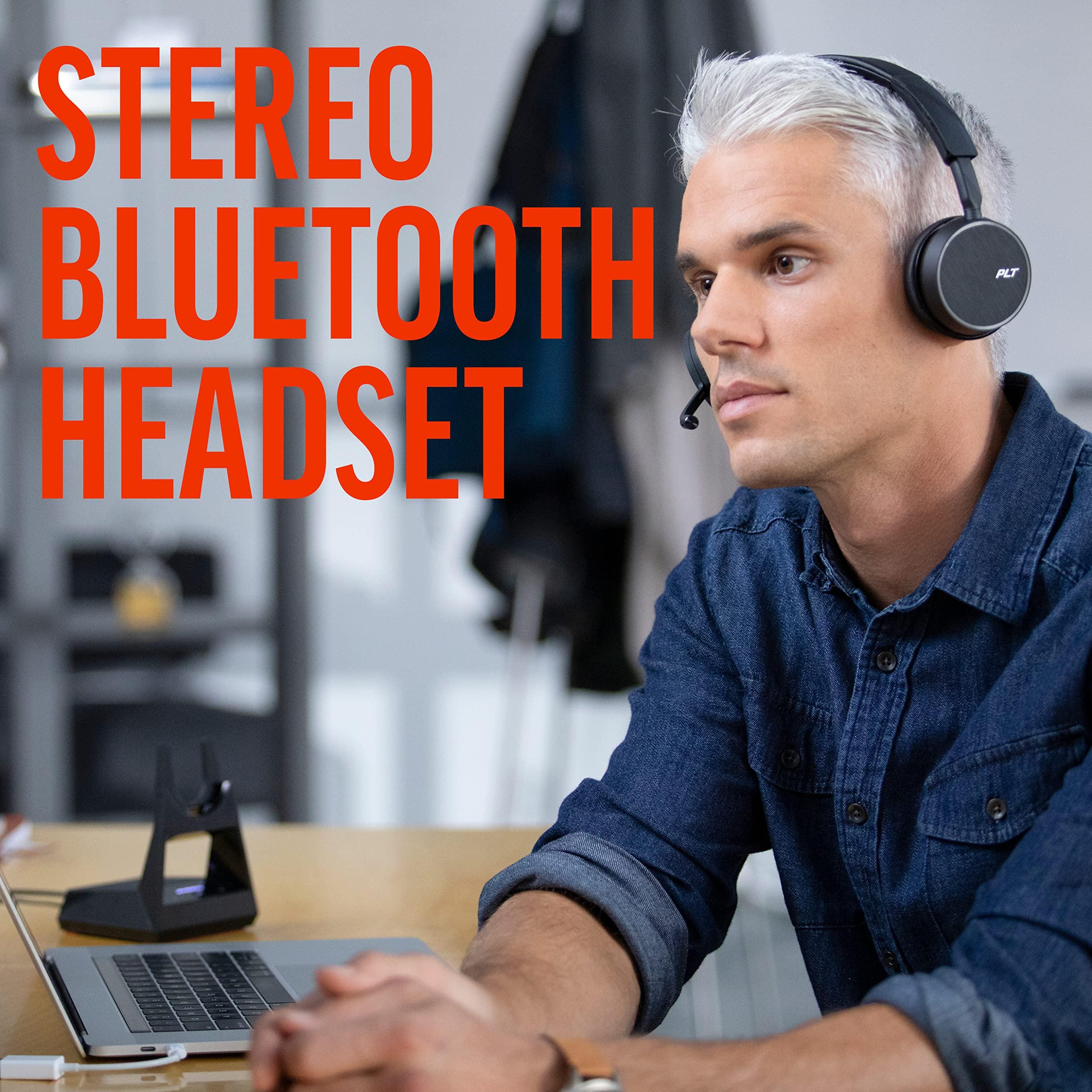 Poly Plantronics - Voyager 4220 UC USB-C (Poly) - Bluetooth Dual-Ear (Stereo) Headset - Connect to PC, Mac, & Desk Phone - Noise Canceling - Works with Teams, Zoom & More