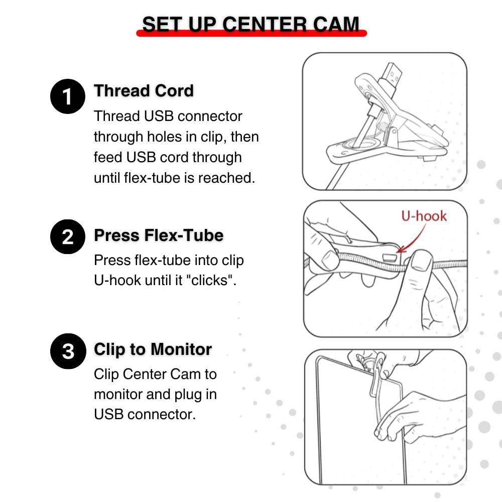 CC CENTER CAM Center Cam Deluxe Package - Middle-Screen HD 1080p Webcam, LED Ring Light, Carrying Case, Conference Lighting Kit for Zoom Meetings and Video Calls