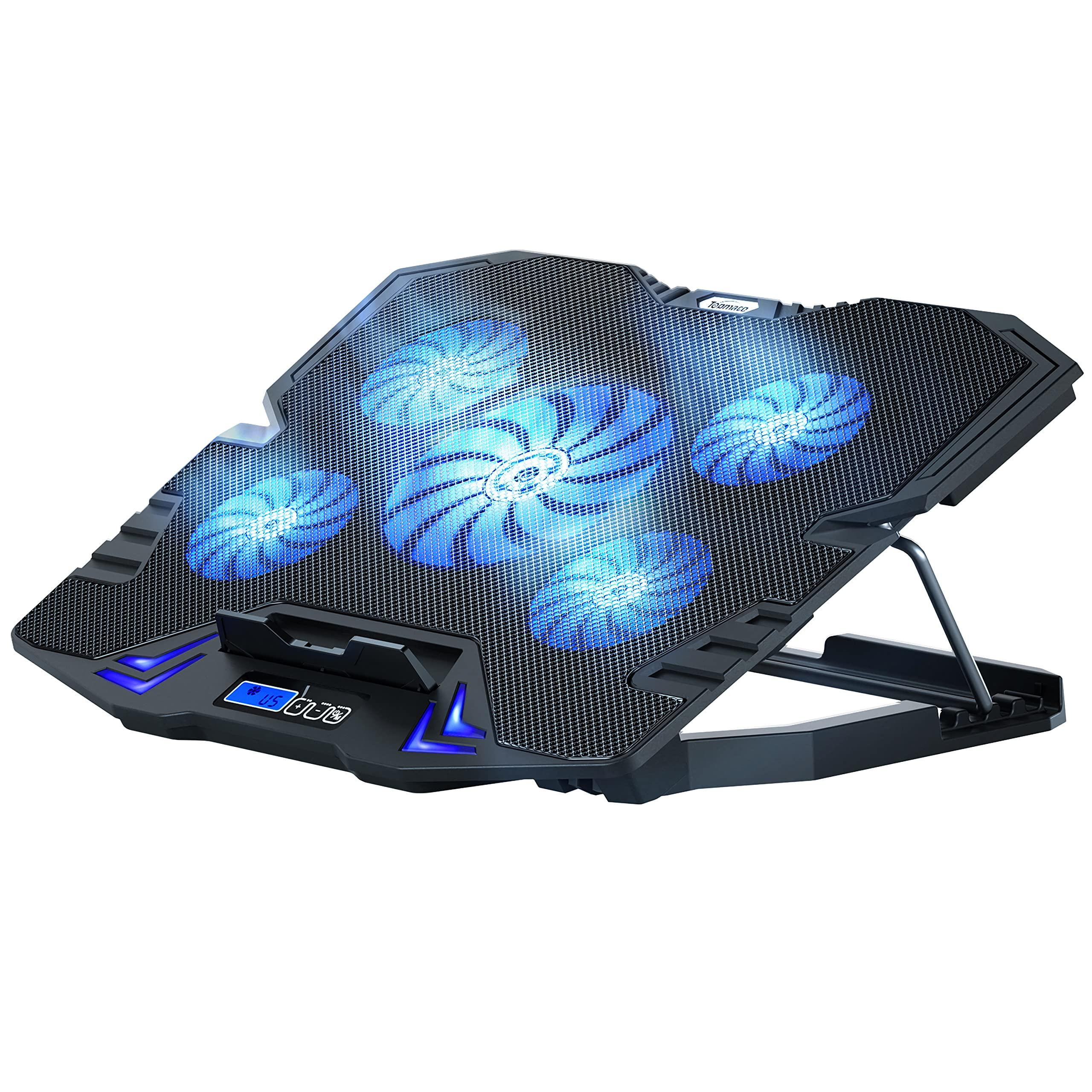 TopMate TopMate C5 12-15.6 inch Gaming Laptop Cooler Cooling Pad | 5 Quiet Fans and LCD Screen | 2500RPM Strong Wind Designed for Gamers and Office