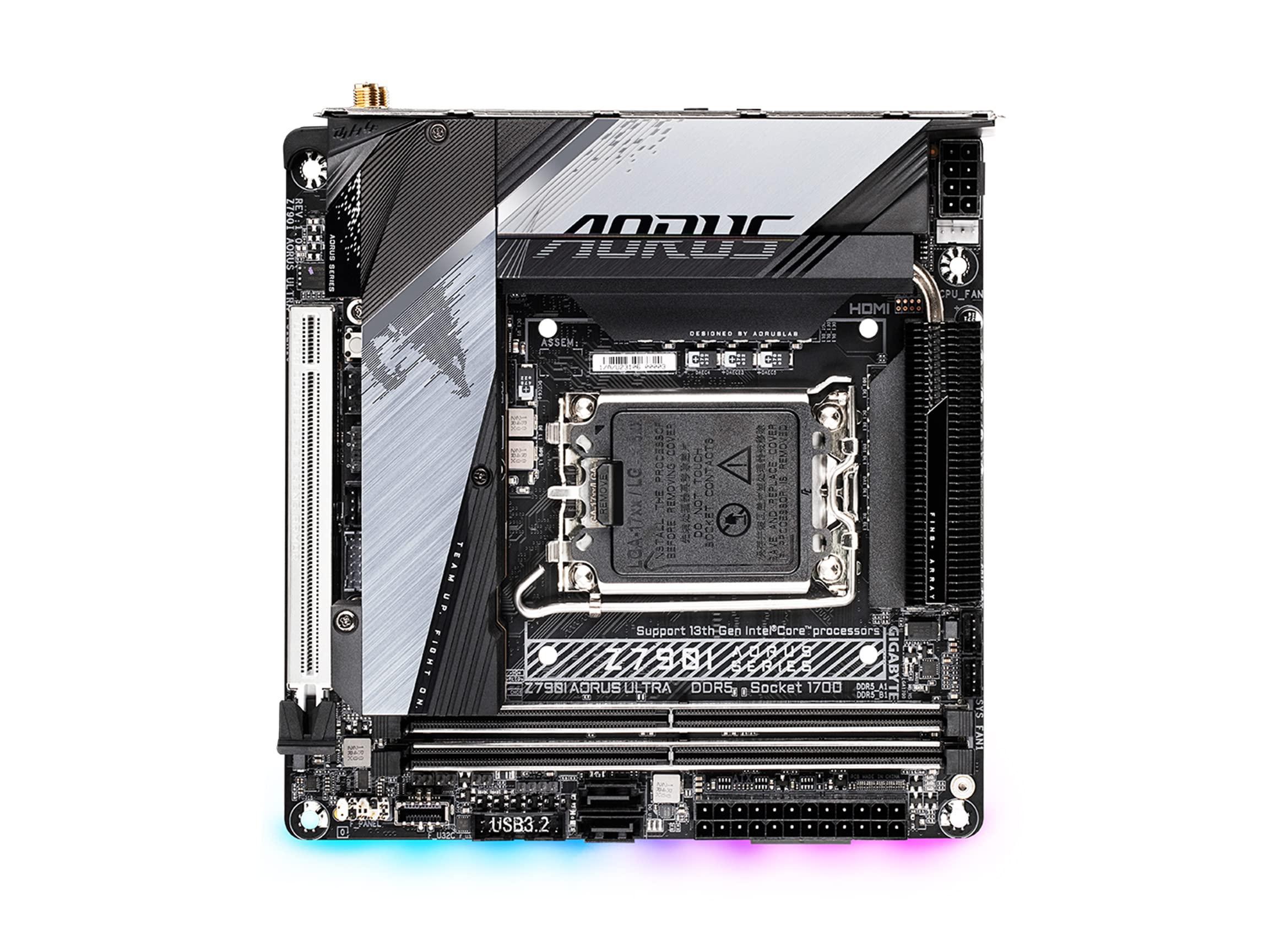 GIGABYTE GIGABYTE Z790I AORUS Ultra (LGA 1700/ Intel/ Z790/ Mini-ITX/ DDR5/ Dual M.2/ PCIe 5.0/ USB 3.2 Gen2X2 Type-C/Intel Killer Wi-Fi 6E/ Intel 2.5GbE LAN/Q-Flash Plus/Motherboard)