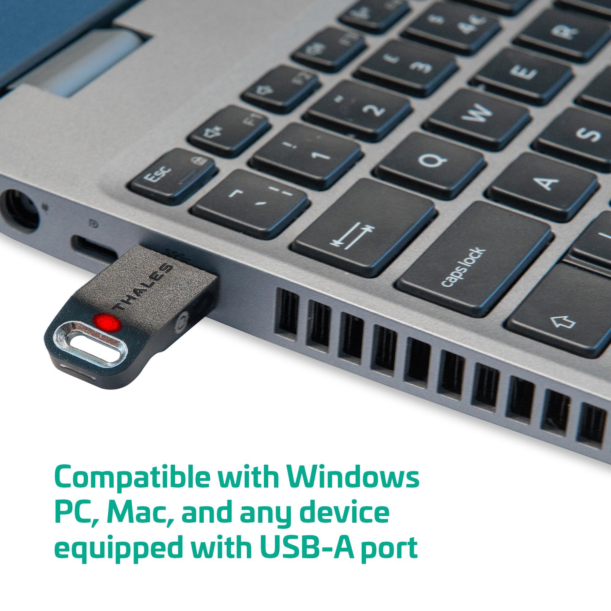 Thales Thales - SafeNet eToken FIDO - FIDO2 Certified Security Key - Passwordless Phishing-Resistant Authentication for Web Apps, Devices & Desktops - USB-A