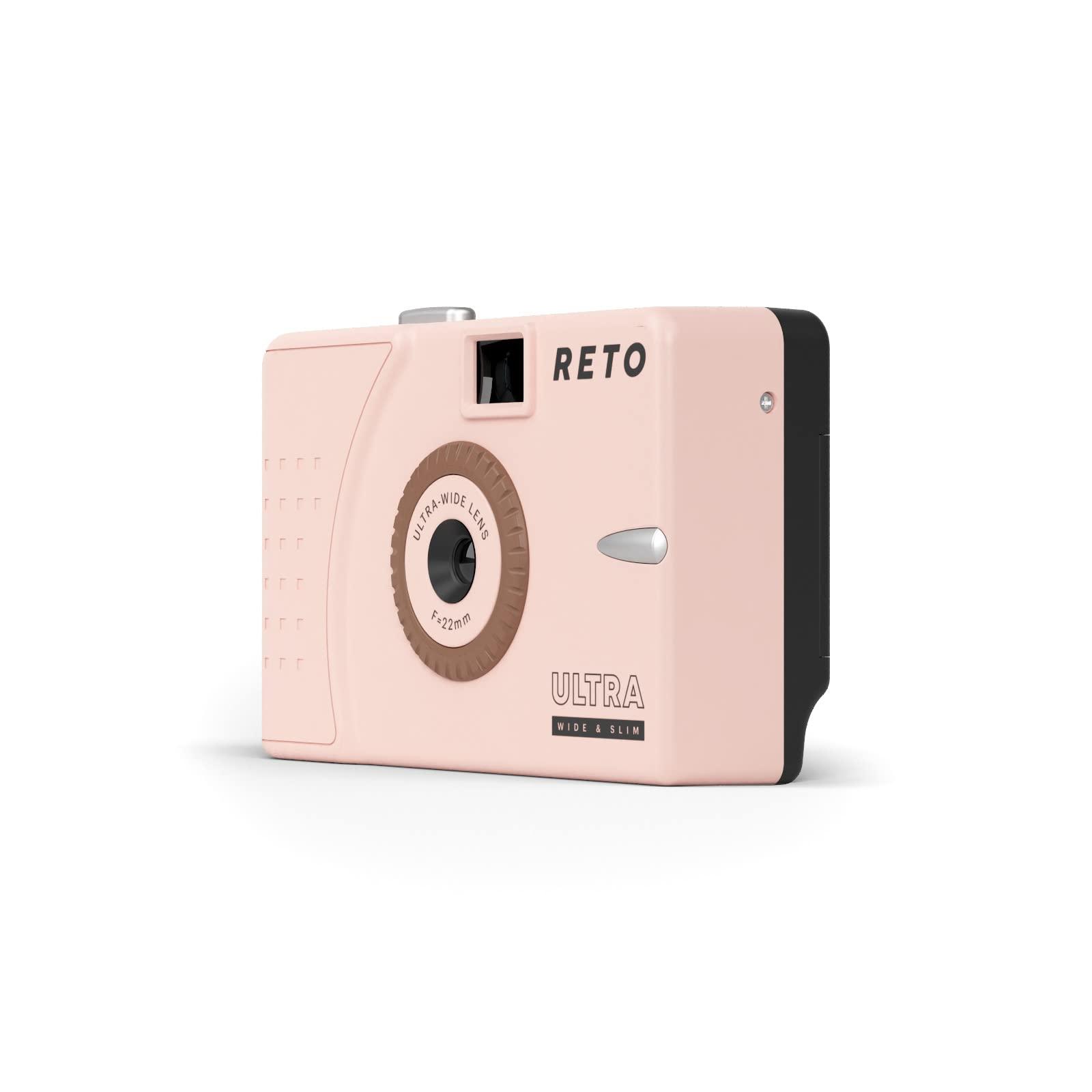 RETO RETO Ultra Wide and Slim 35mm Reusable Daylight Film Camera - 22mm Wide Lens, Focus Free, Light Weight, Easy to Use (Pastel Pink)