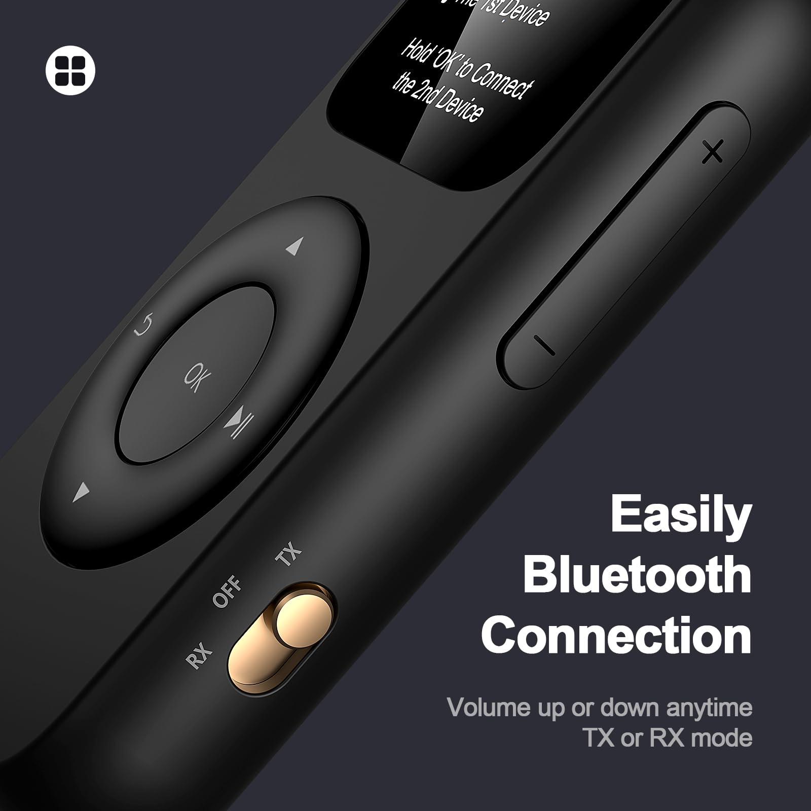 EITIPOK EITIPOK SoundSync Pro Bluetooth Transmitter & Receiver for Airplane, Easy Setup Bluetooth Audio Transceiver for 2 BT Devices, Volume Control, RCA for TV