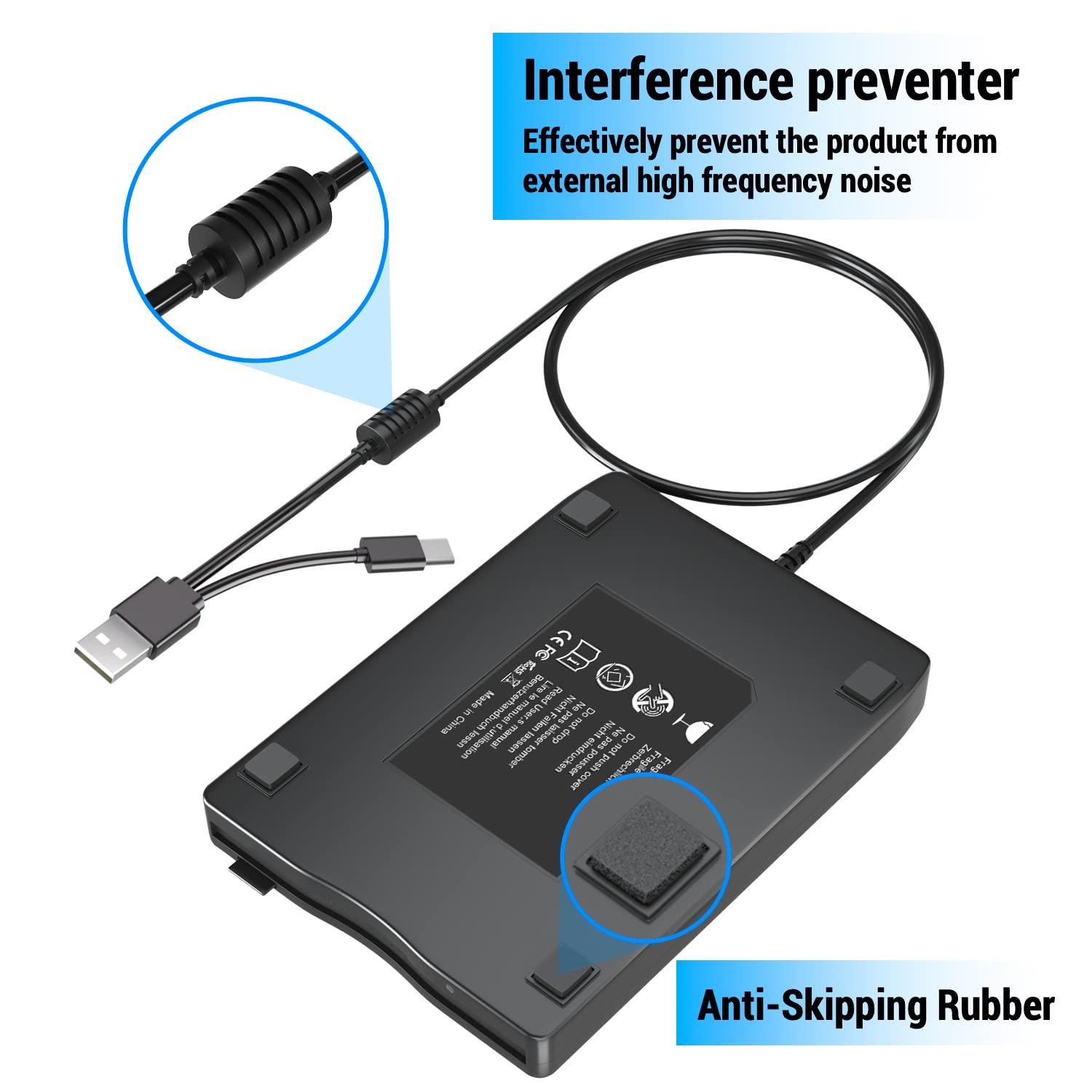 wintale wintale USB Floopy Drive,Portable 3.5\" USB External Floppy Disk Drive,Slim Plug and Play 1.44 MB FDD for PC Windows 2000/XP/Vista/7/8/10/11 Mac