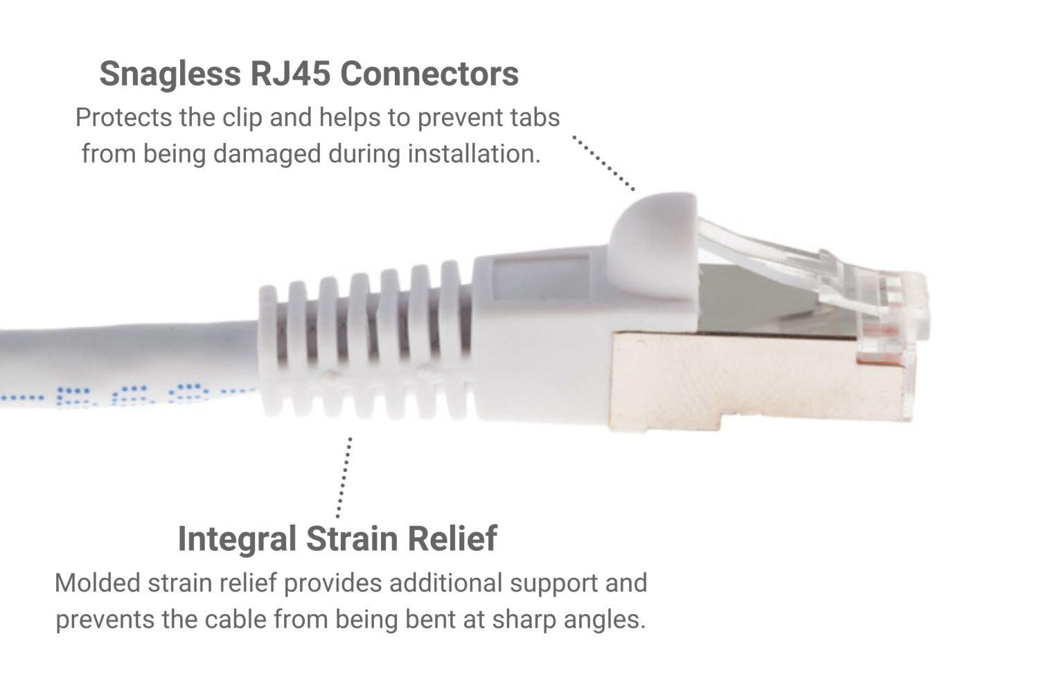 CablesAndKits CablesAndKits - Shielded (STP) Cat6 Ethernet Cable, Booted, Jacket: PVC (CM), 25 ft, White, Pure Copper, RJ45 Computer & Networking Patch Cord