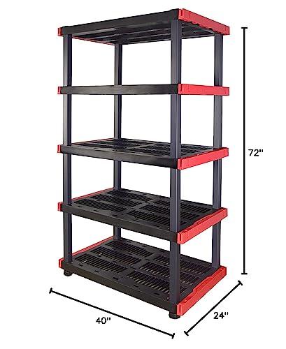 CX CX Craftsman, 5-Tier Highly Durable Storage Rack, 200lbs/shelf, (72.3H x 40W x 24D), Interlocking Shelving Unit and Weather-Resistant Design, American Made Garage Shelf