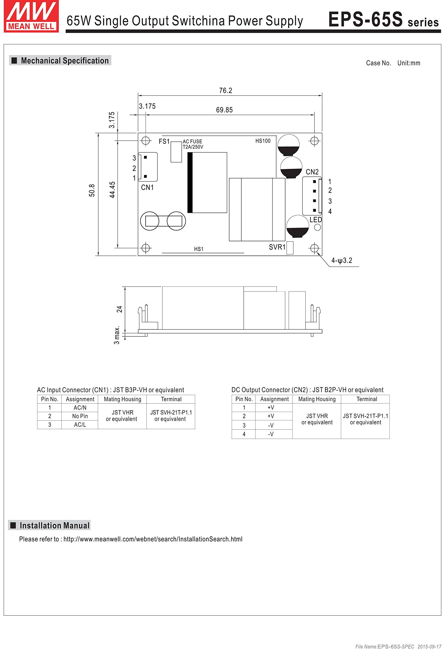 MEAN WELL [PowerNex] Mean Well EPS-65S-7.5 7.5V 8A 60W Single Output Switching Power Supply
