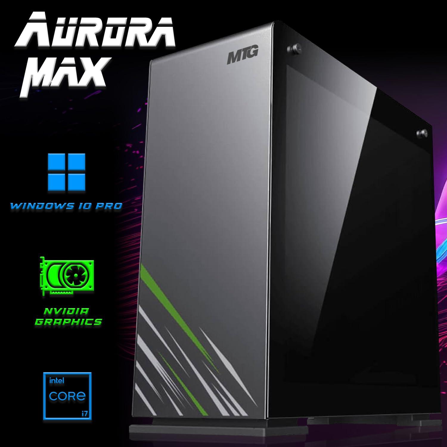 MTG MY TECHNOLOGY GEEKS TRUSTED TECHNOLOGY PARTNER MTG Aurora Max Gaming Tower PC- Intel i7 4th Gen, RTX 2060S, 16GB ARGB RAM, 256GB Nvme + 2TB HDD, RGB Keyboard Mouse, Sound Bar, Liquid Cooling, Webcam, Win 10 Pro