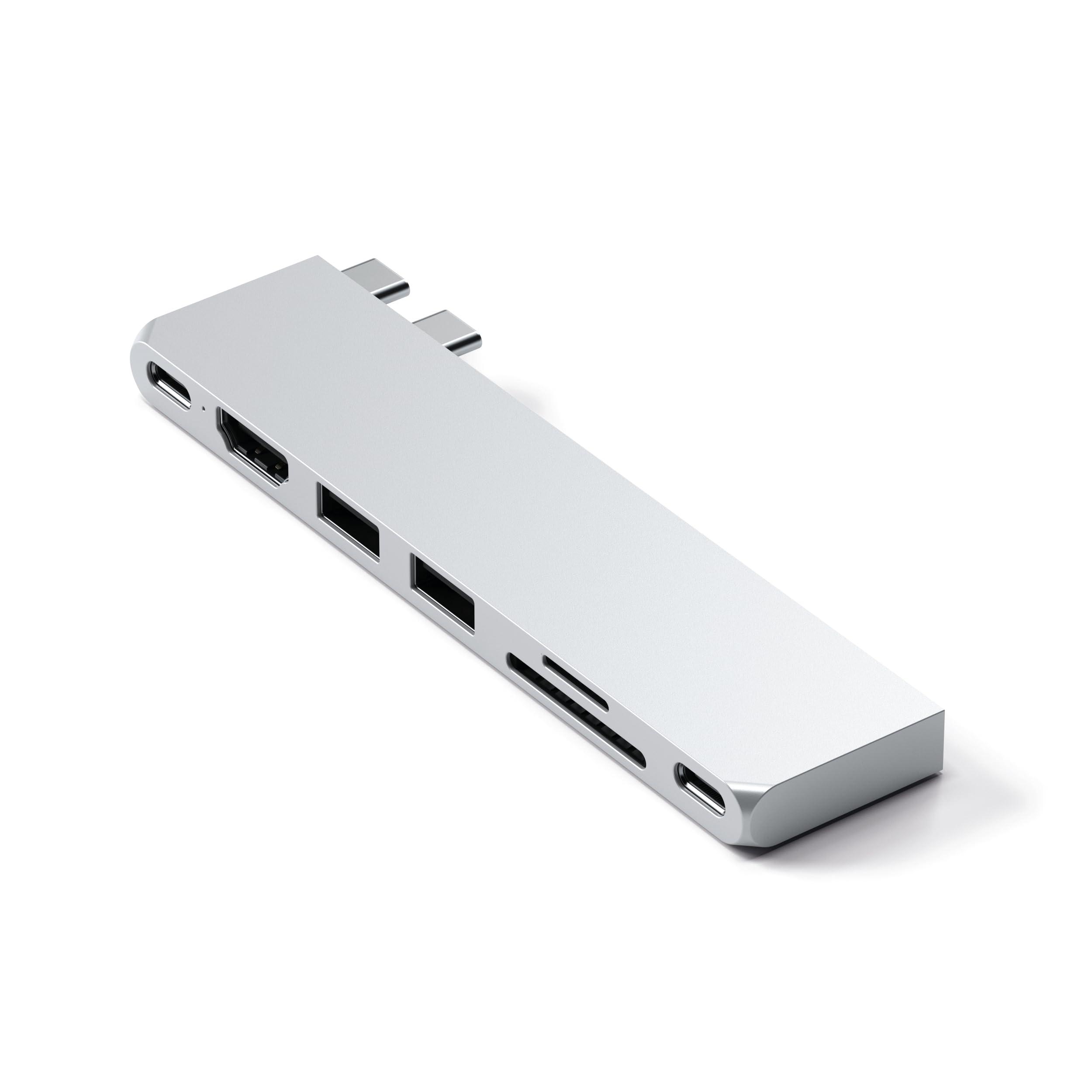 Satechi Satechi USB C Hub Multiport Adapter Pro, USB C Dongle 7 in 1 with USB4 Port, 100W PD, 4K HDMI, USB C Data, 2 USB-A, Micro/SD Card Readers, for MacBook M1 M2 M3 - Silver