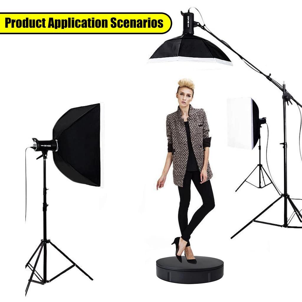 FONOBO FONOBO Rotating Display Stand, 330Lb/150Kg Load Bearing, 12 in Photography Motorized Display Turntable for Mannequin 360 Show,Black