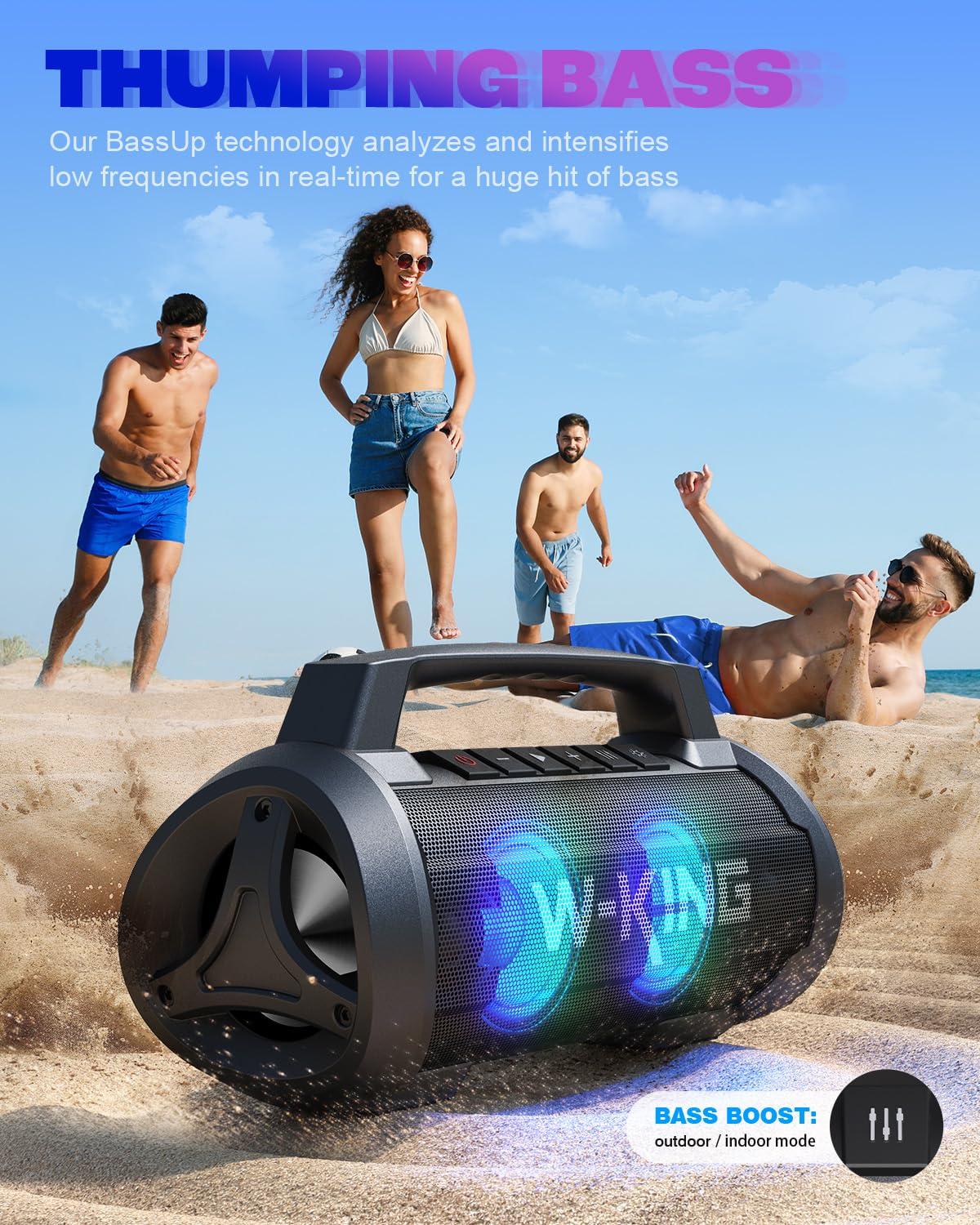 W-KING W-KING Portable Speakers Bluetooth Wireless, 120W Peak 70W Loud Bluetooth Speaker Waterproof Outdoor, Deep Bass/2* Subwoofer/DSP/EQ/42H Playtime/IPX6/RGB Lights/MAC-in/Power Bank, Large Party Boombox