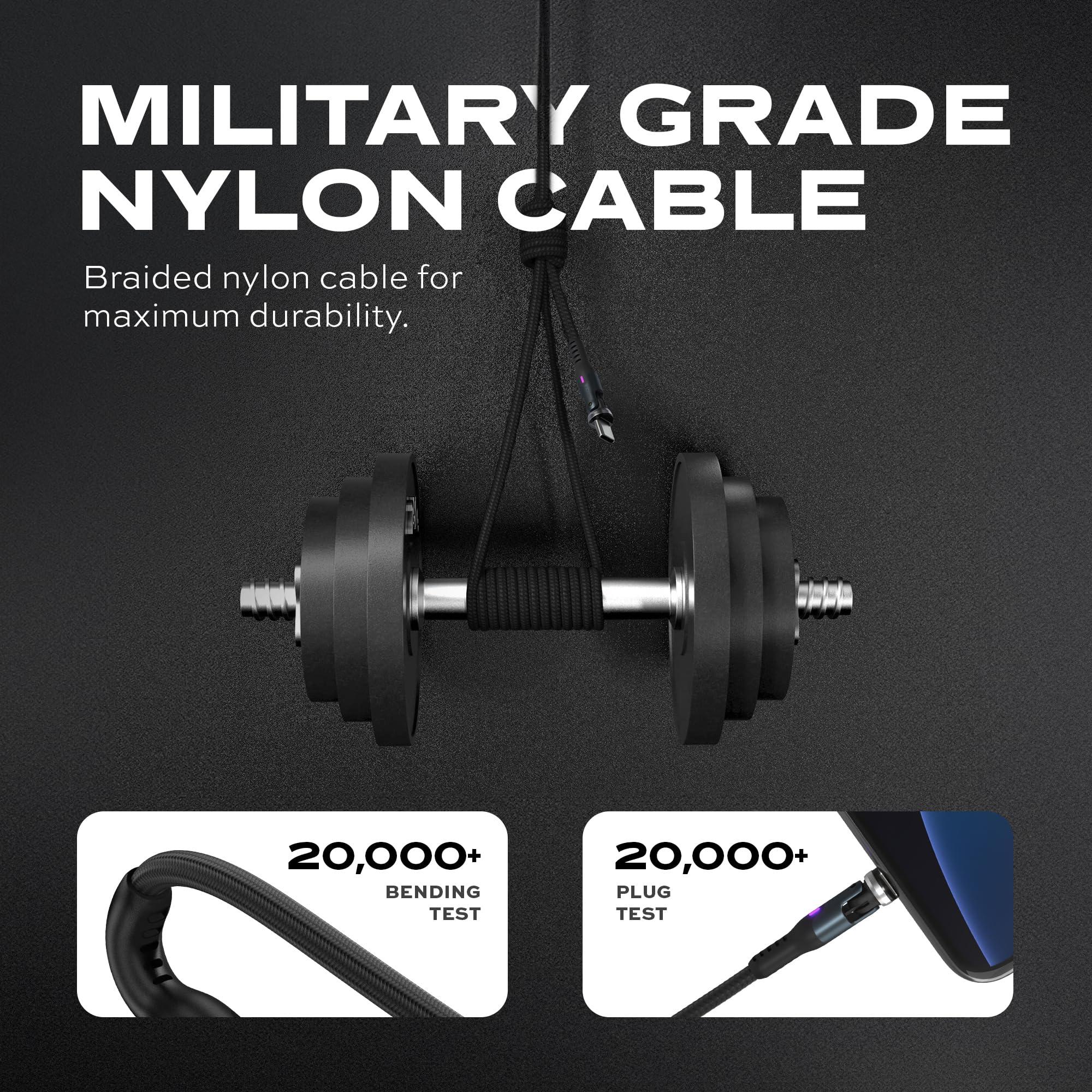 Statik Statik 360 Rotating Magnetic Charging Cable - 3FT/1M USB C Charger, 3 Interchangeable Tips for iProduct, Micro-USB & USB-A Devices, Black