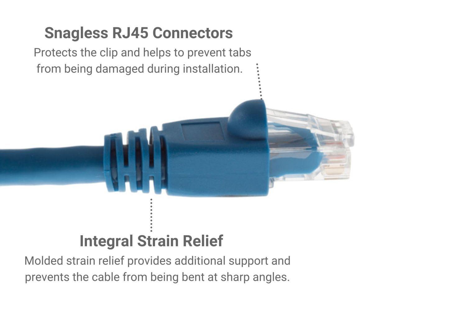CablesAndKits CablesAndKits - Cat6a Ethernet Cable, Booted, Jacket: PVC (CM), 25 ft, Blue, Pure Copper, RJ45 Computer & Networking Patch Cord