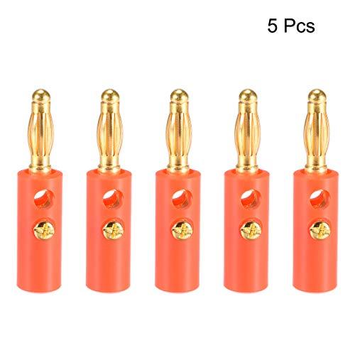 uxcell uxcell 4mm Banana Plugs Speaker Wire Cable Screw Plugs Connectors Red 5pcs Jack Connector