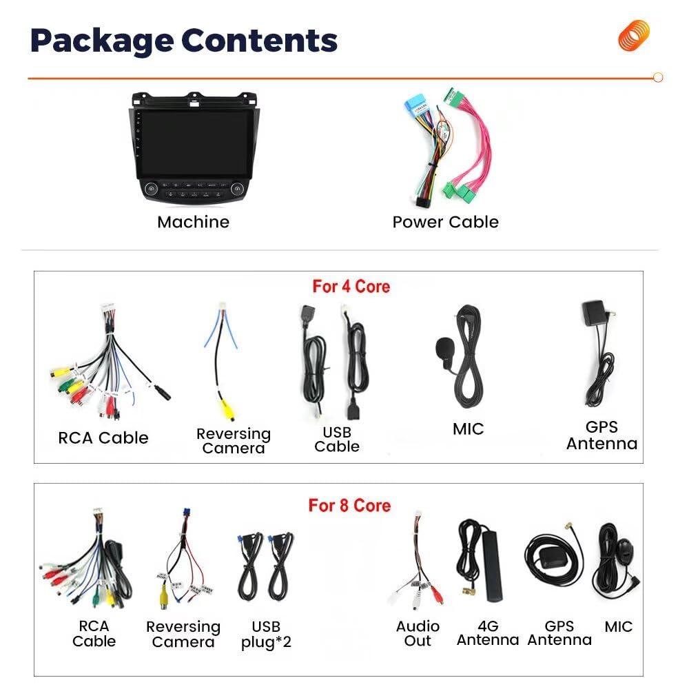 RONGJI Radio for Honda Accord 7th 2003 2004 2005 2006 2007 Stereo Upgrade Dash Kit Car GPS Navigation,2+32GB 10" IPS Touch Screen Head Unit with Car-Play & Android Auto/SWC/Rear View
