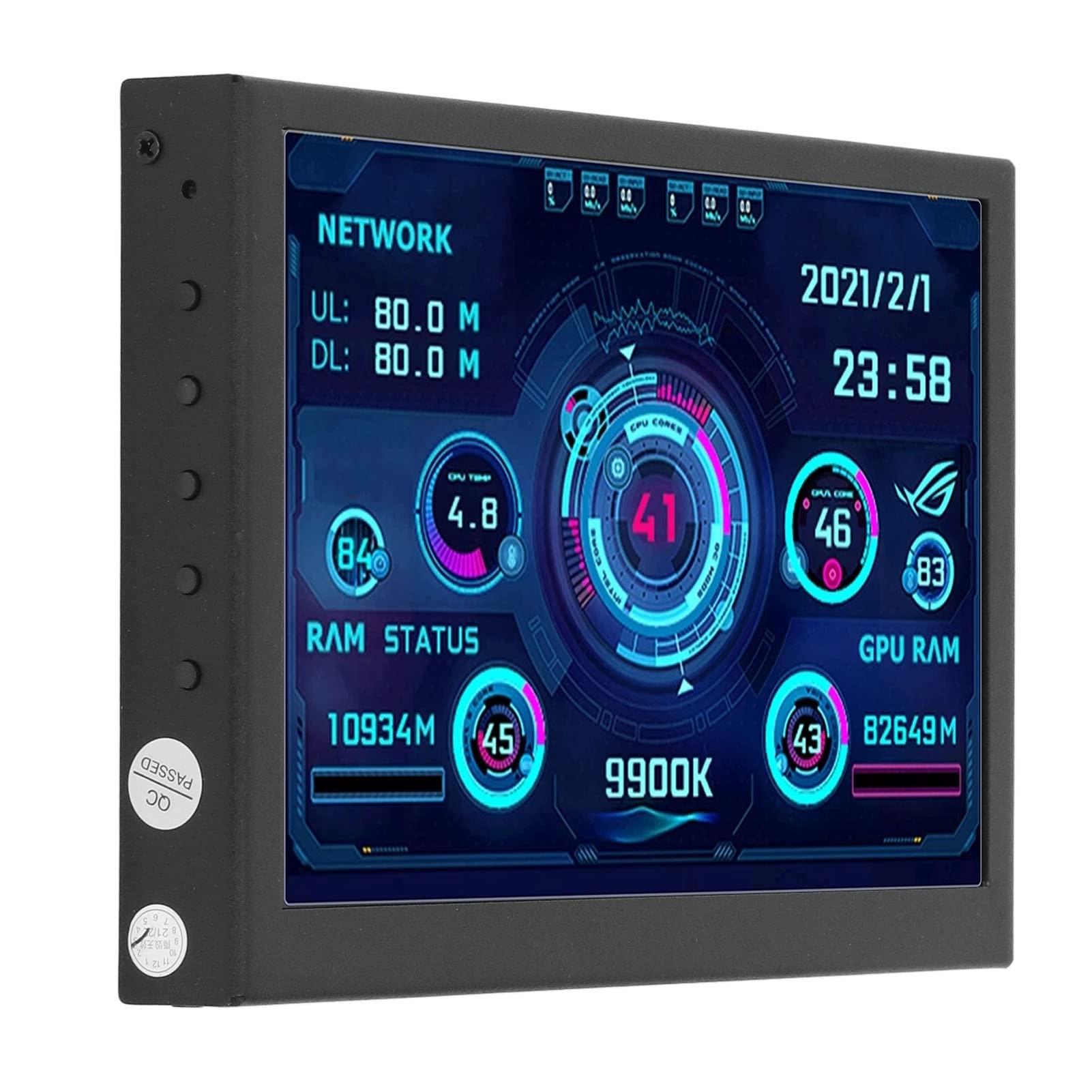 Walfront 7in Computer CPU Hardware Temperature Monitor Dynamic Temperature Secondary Display Screen High Definition for Pc Computer Case