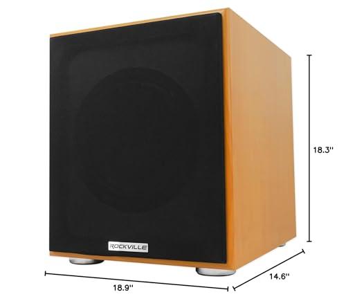 Rockville Rockville Rock Shaker 8 Classic Wood, 8\" Powered Subwoofer, 400W, Deep Bass, Class-D Amp, RCA Inputs, Perfect for Home Theater & Studio