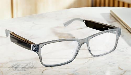 Amazon Amazon Echo Frames, an Alexa device (newest model), Smart glasses with Alexa, Modern Rectangle frames in Charcoal Gray with blue light filtering lenses