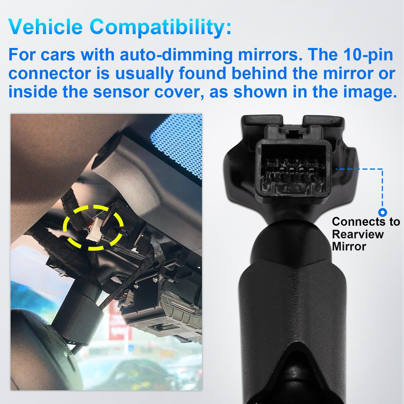 mangoal mangoal Dashcam Power Adapter 10 Pin (Model B) Fit for Toyota Lexus Subaru,Tundra Sienna 4Runner and More,Hide The Wires,GPS Radar Mirror Camera Dash Cam Adapter Cable,Connects to autodimming Mirror