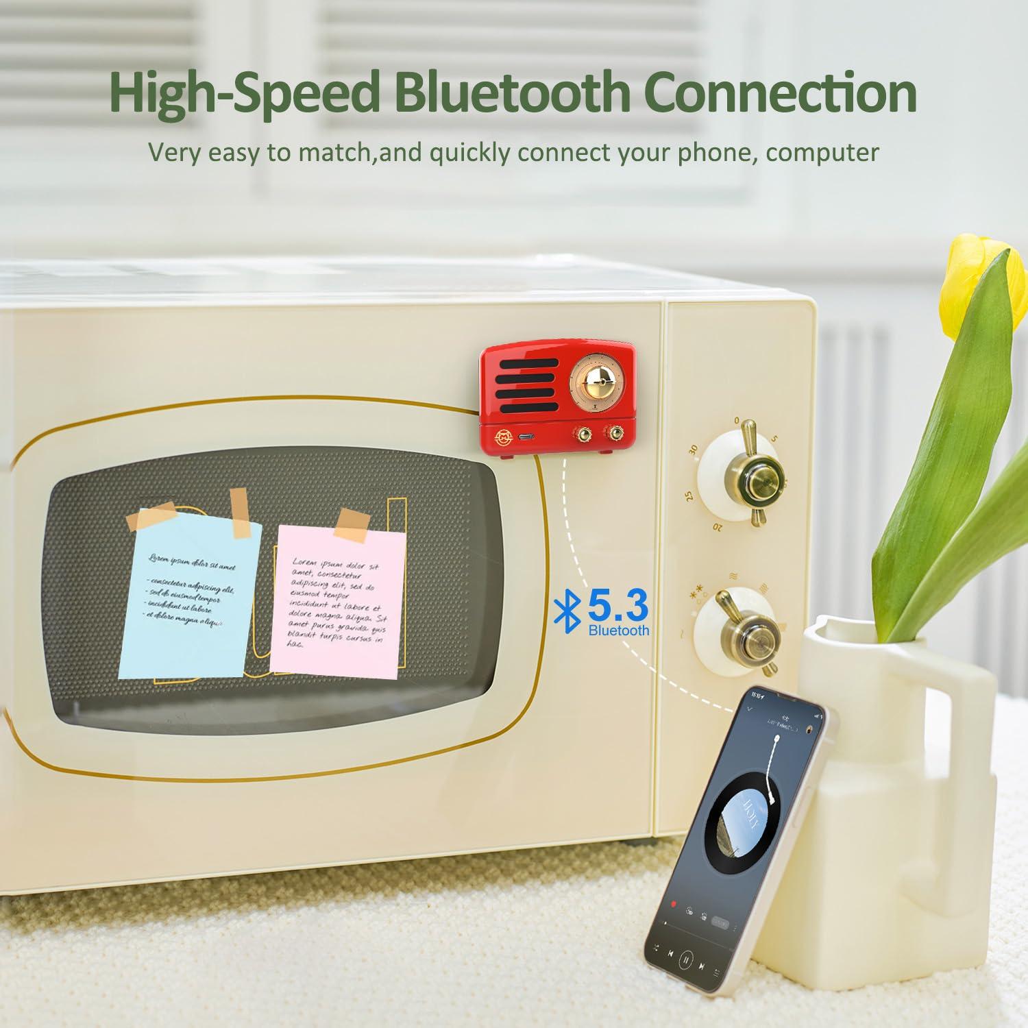 Muzen Muzen OTR Magnetic Sticker Speaker Portable Bluetooth Speaker,Apply for Metal Surface, Wireless Bluetooth 5.3 and Type-C Charge, Mini Size with Big Loud, Retro Style Home Accessory