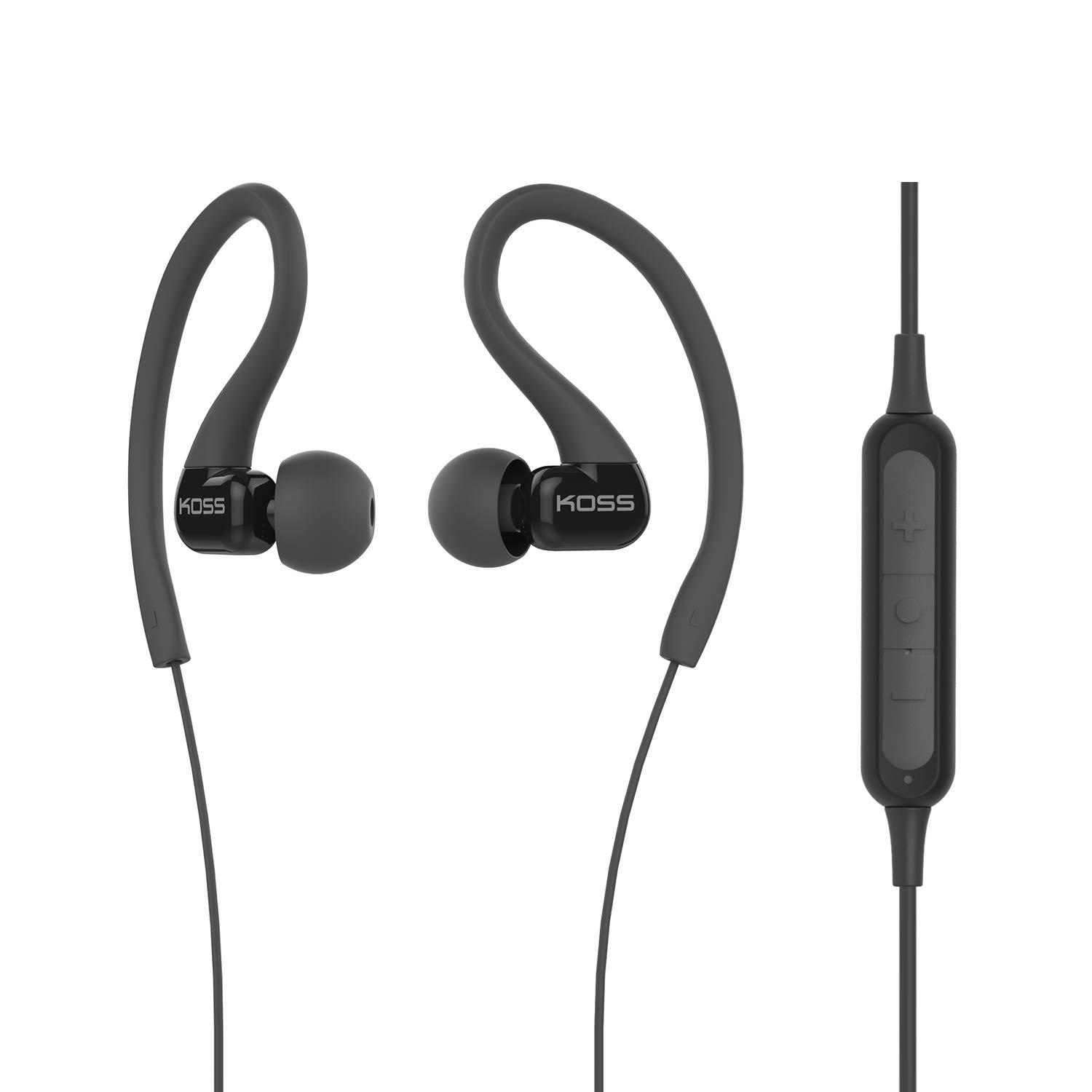 Koss Koss BT232i Wireless Bluetooth Earclips, In-Line Microphone, Volume Control and Touch Remote, Sweat Resistant, Dark Grey and Black