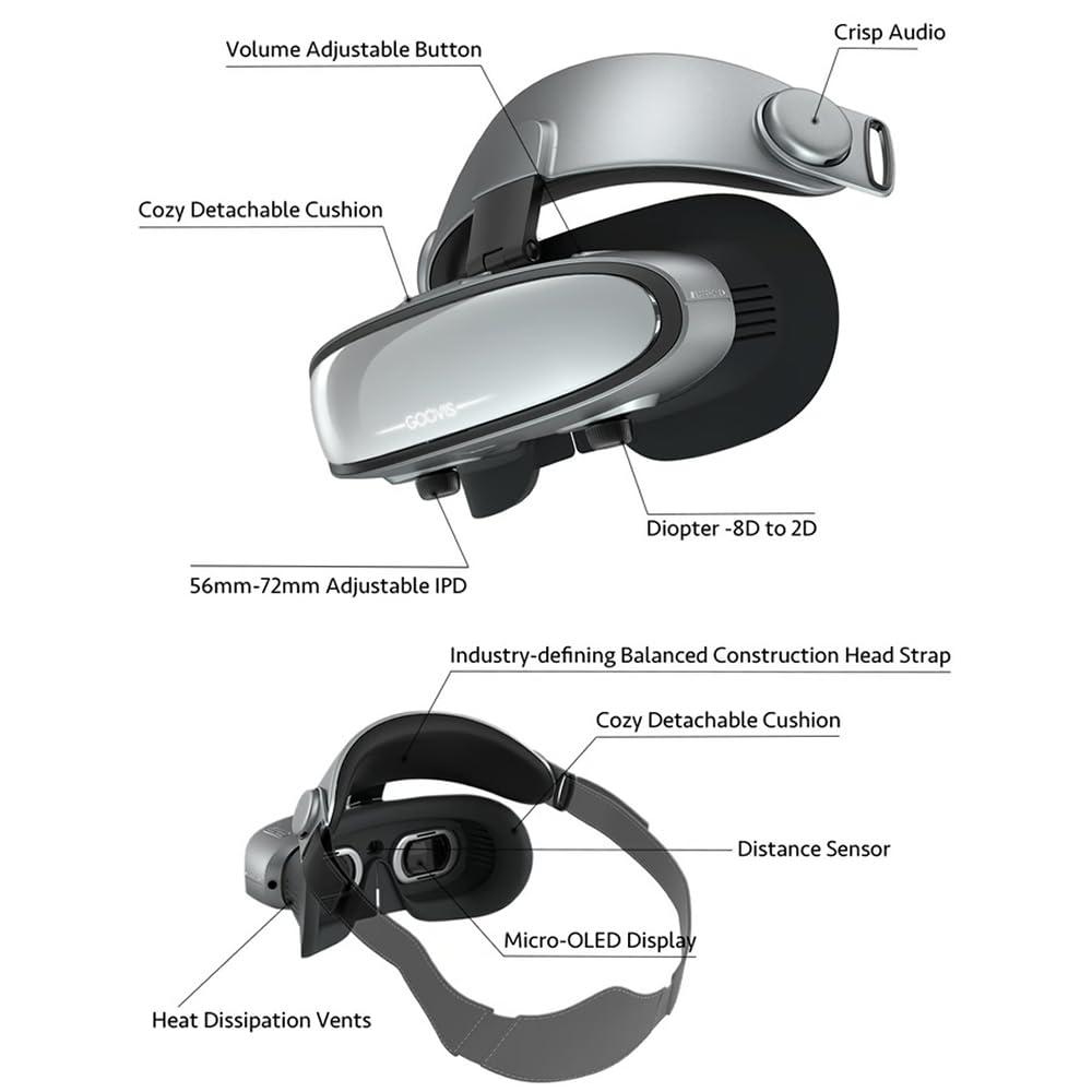 Goovis GOOVIS G3X 4K OLED Cinematic HMD Dual 2K Micro-OLED Screens, 42PPD aspheric Lenses, Compatible with Smartphone/pad/Notebook/PC/Xbox/Play Station 4/5/switch/ATV Dongle,Streaming Online Movies