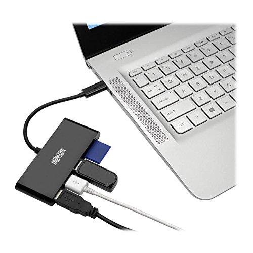 Tripp Lite Tripp Lite USB C Hub Multiport Adapter Converter w/ 3x USB-A, Micro SD, SD/MMC Memory Card Reader Thunderbolt 3, Black (U460-003-3AMB)