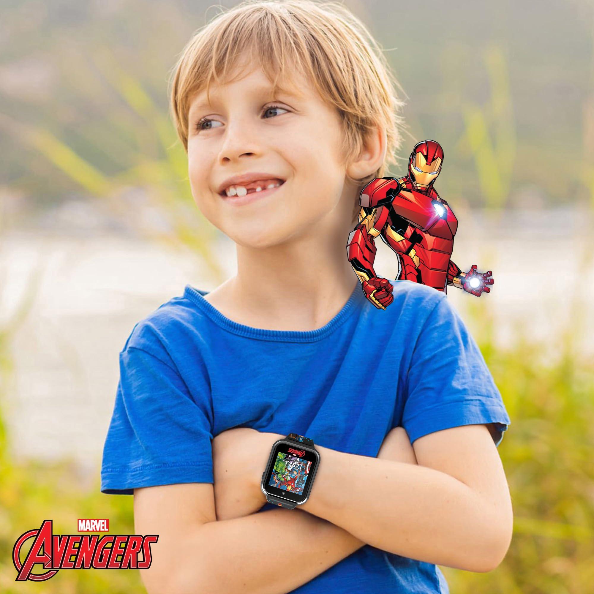Accutime Marvel Avengers Interactive Kids Smartwatch Touchscreen Watch with Games, Camera, Voice Recorder, Step Tracker, Timer & Alarm 10 Watch Faces, USB Rechargeable Fits Wrists 5.5" to 8"