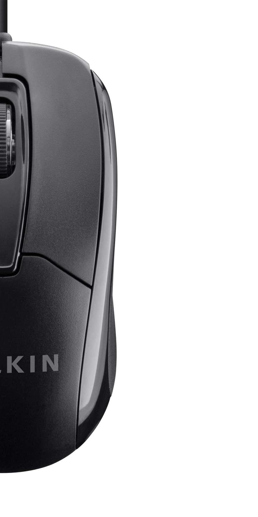Belkin Belkin 3-Button Wired Computer Mouse - Ambidextrous, Ergonomic Mouse With 5-Foot USB-A Cord - 800 DPI Wired Mouse With Mouse Wheel Compatible with PCs, Macs, Desktops and Laptops - Black