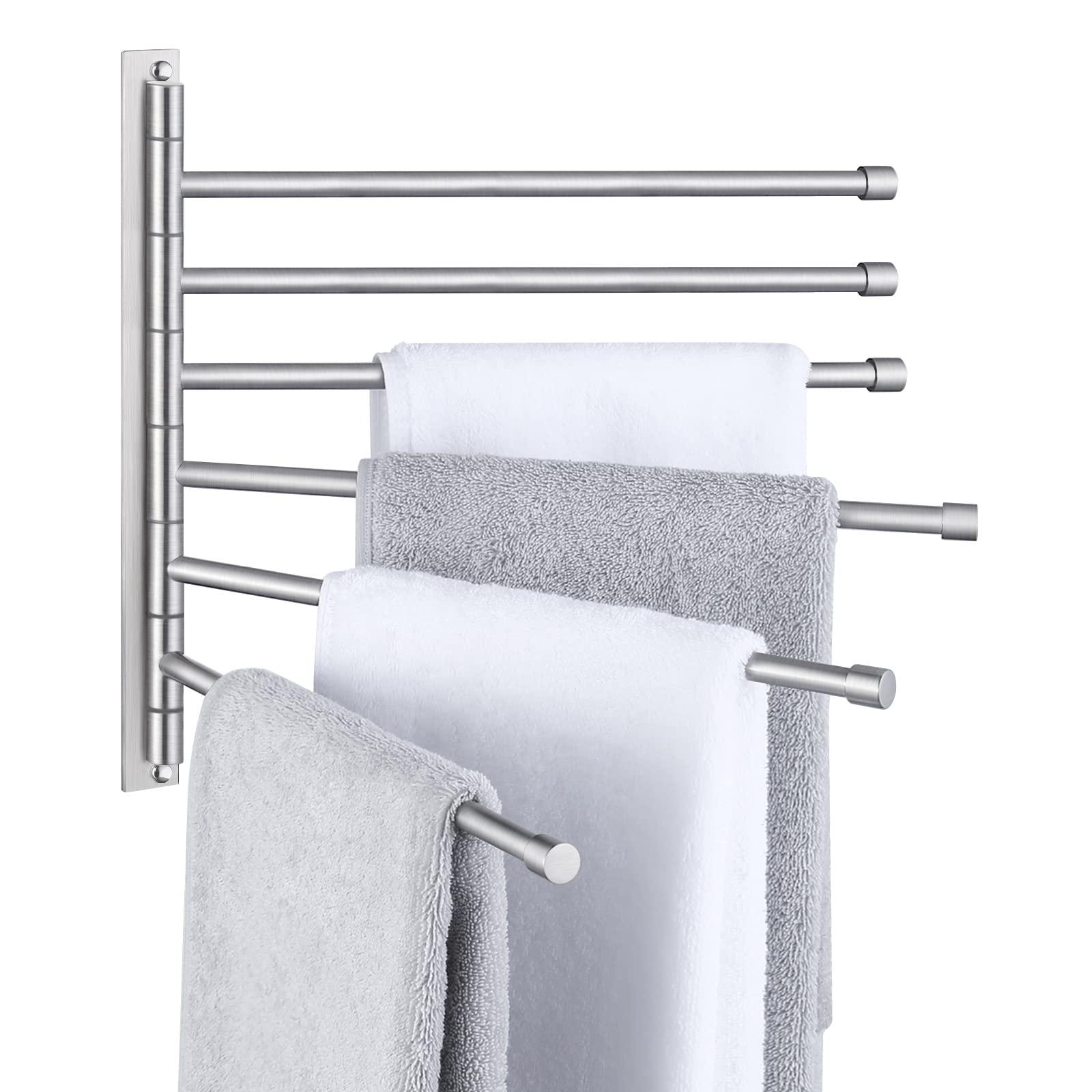 KES KES Swing Out Towel Bar, 6-Bar Folding Arm Swivel Hanger Bathroom Storage Organizer Wall Mount Rustproof 13 Inch SUS 304 Stainless Steel Brushed Finish, A2102S6-2