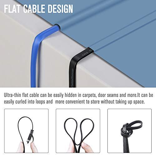 CableGeeker Cat 6 Ethernet Cable 10 ft (5 Pack) (at a Cat5e Price but Higher Bandwidth) Flat Internet Network Cables - Cat6 Ethernet Patch Cable Short - Black Computer Cable with Snagless RJ45 Connectors