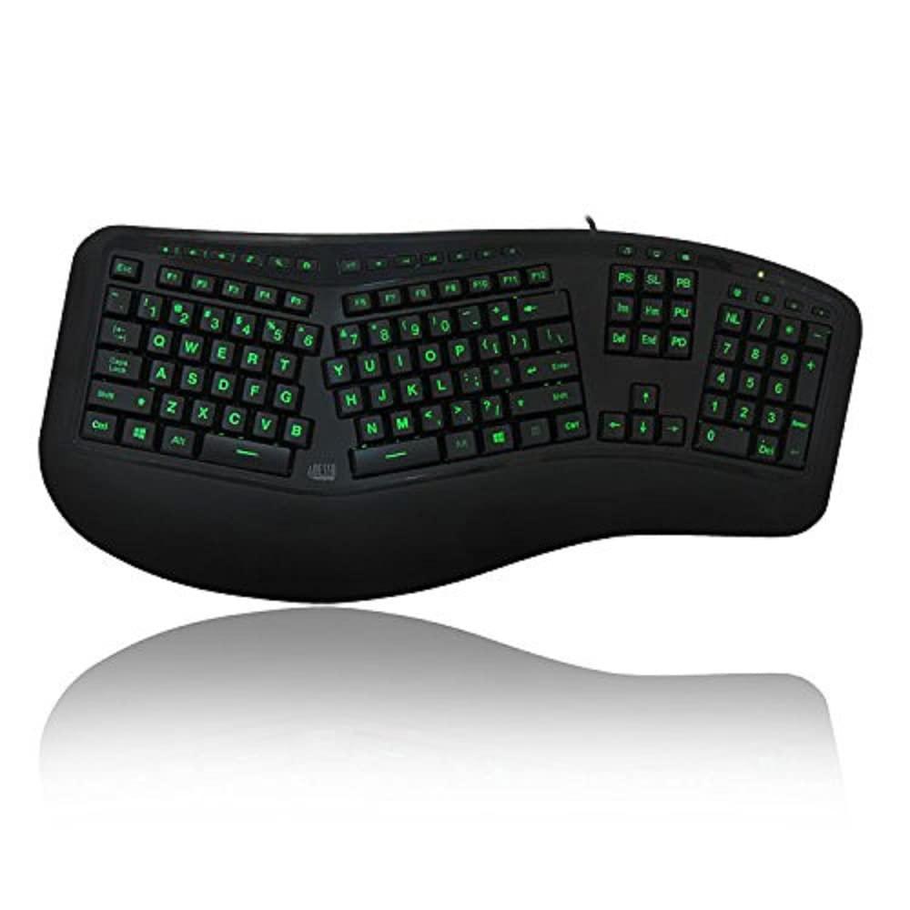 Adesso Adesso Tru-Form 150 3-Color Illuminated Ergonomic Keyboard AKB-150EB