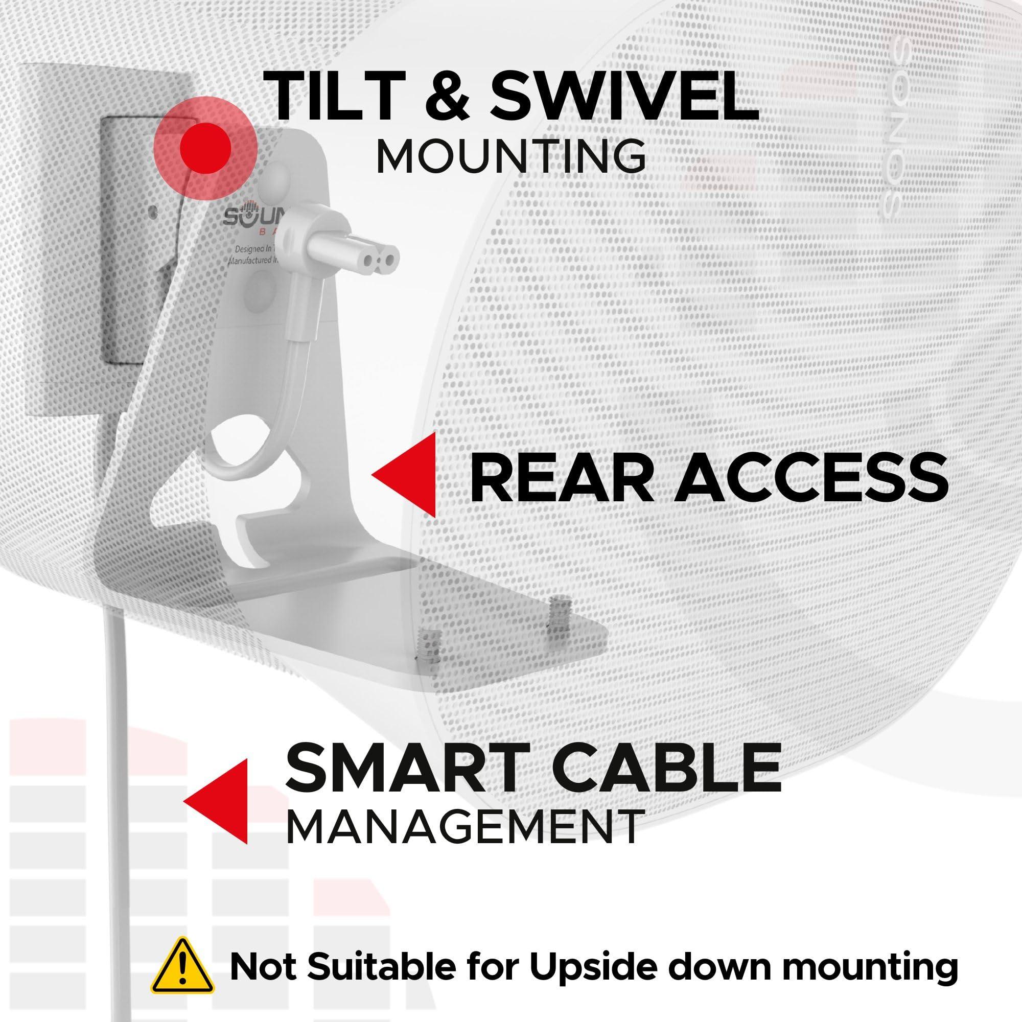 Sound Bass ERA300 Wall Mount Bracket, Tilt and Swivel, White, Twin (2pcs), Compatible with Sonos ERA 300, Effortless Installation, Includes Mounting Kit, Double, Pair