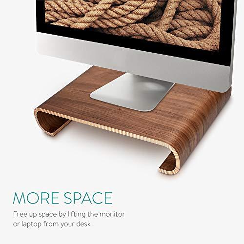 Navaris Navaris Wood Monitor Stand Riser - Computer Desk Organizer Desktop Dock Wooden Mount Display for PC TV Screen Notebook Laptop - Walnut