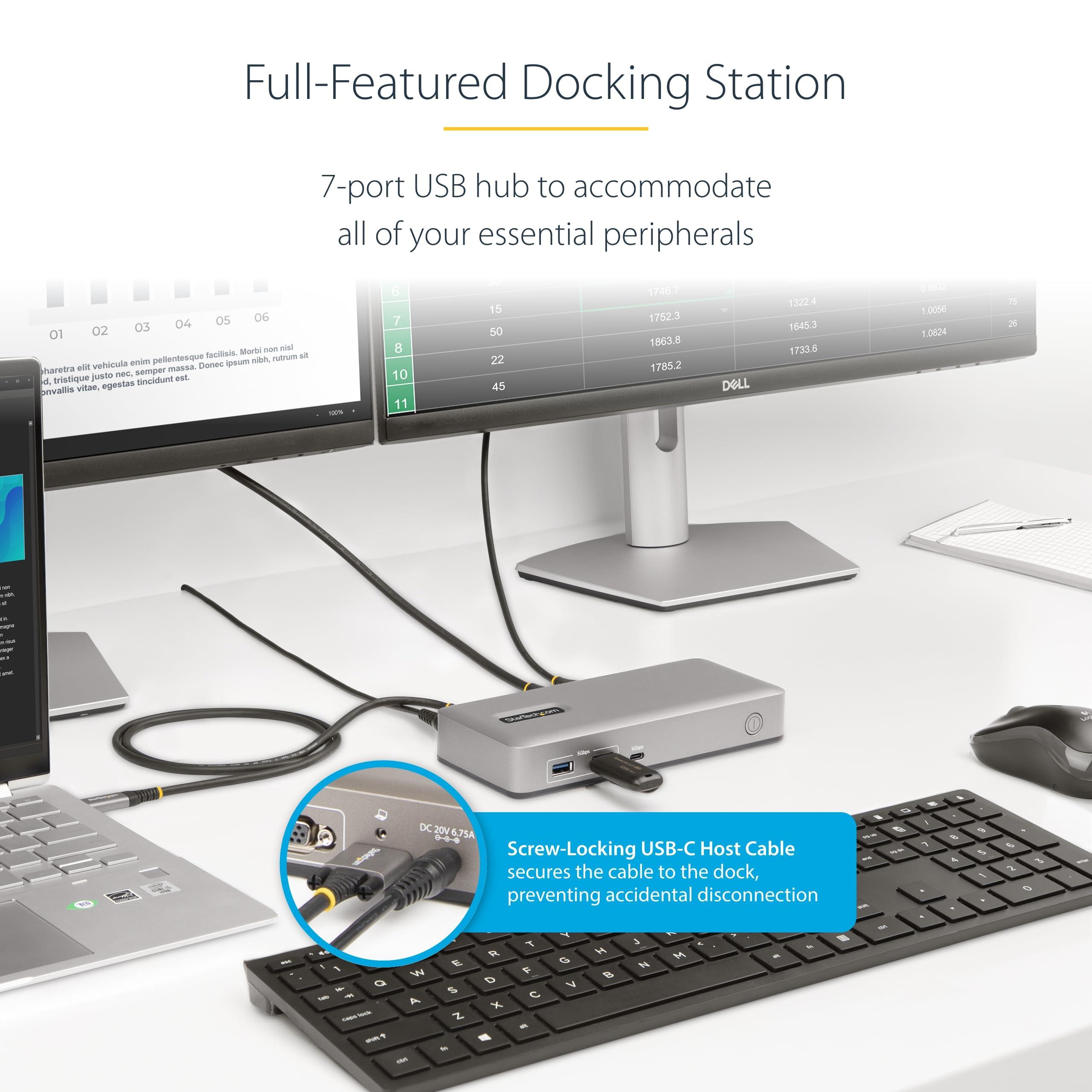 StarTech StarTech.com Dual-Monitor USB-C Docking Station, DisplayPort & HDMI or VGA, Multi Monitor Dock up to 4K 60Hz - USB 3.2/3.1 (5Gbps) Type-C Dock - 7X USB Hub, 85W PD, Windows & ChromeOS, TAA