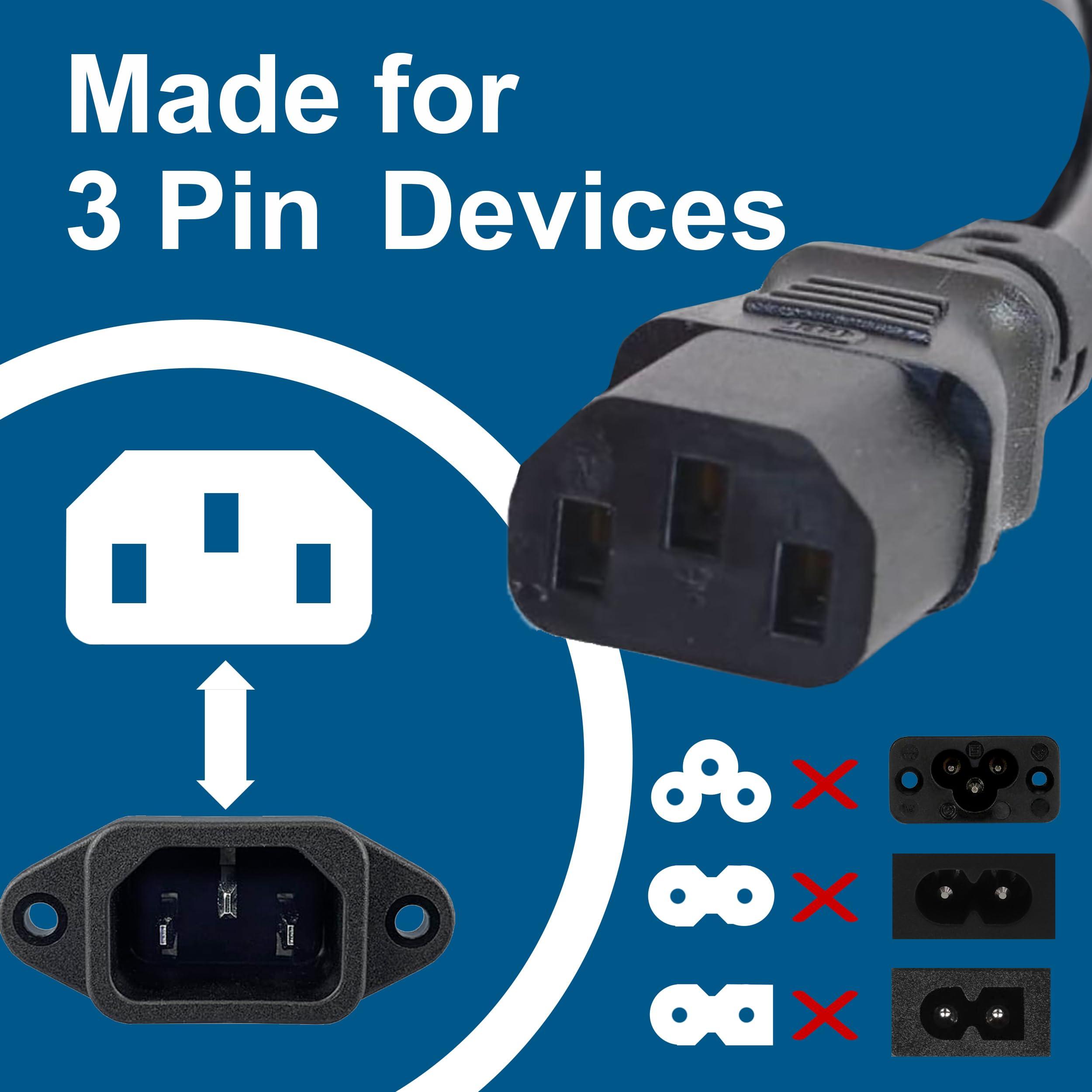 C2G C2G 3FT Replacement AC Power Cord - Power Cable for TV, Computer, Monitor, Appliance & More (03129) (Pack of 2)