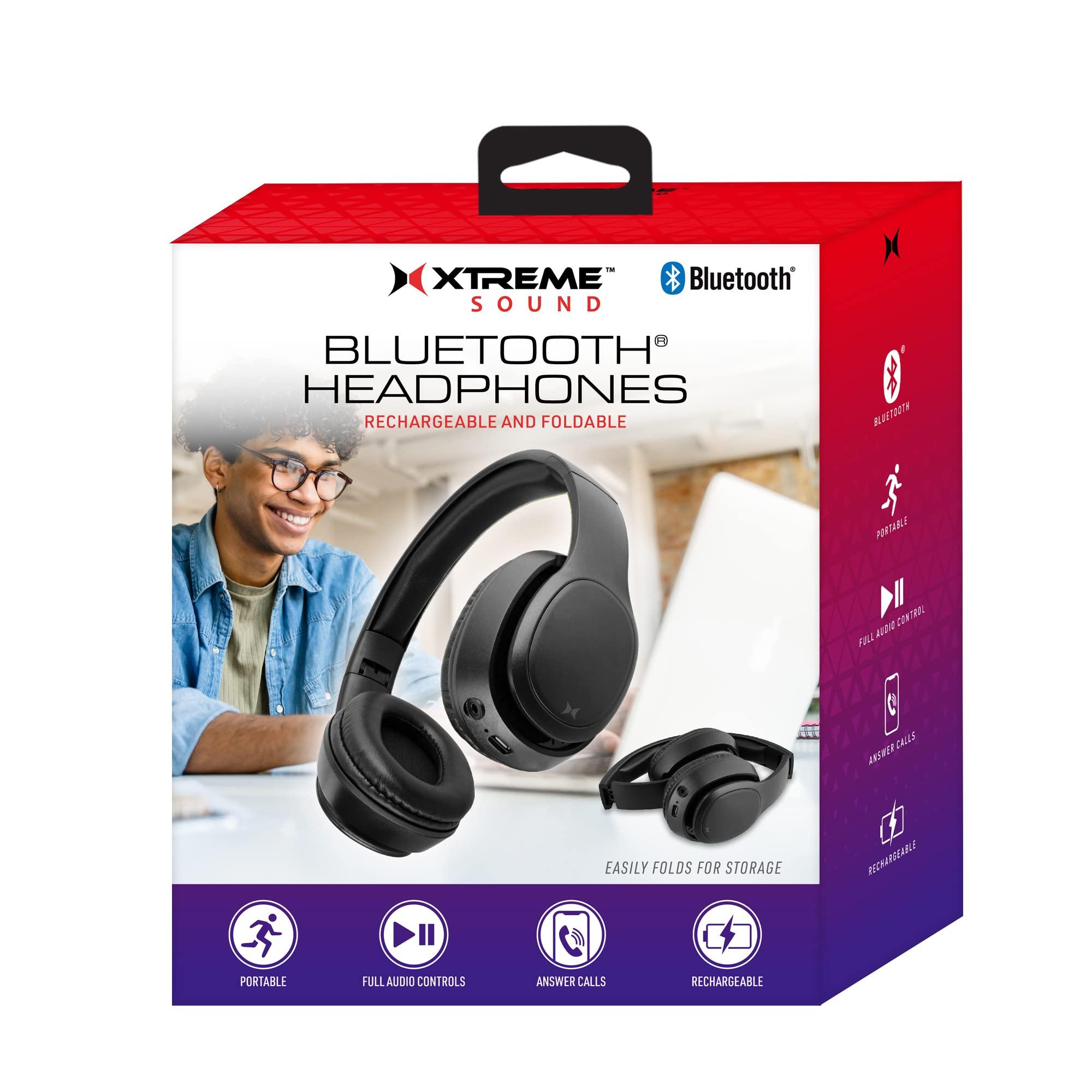 XTREME DIGITAL LIFESTYLE ACCESSORIES Xtreme Bluetooth Wireless Headphones, Works with Compatible Devices Up to 33ft Away, Rechargeable with Micro-USB Cable, Built-in Audio Controls, 3.5mm Auxiliary Cable Included