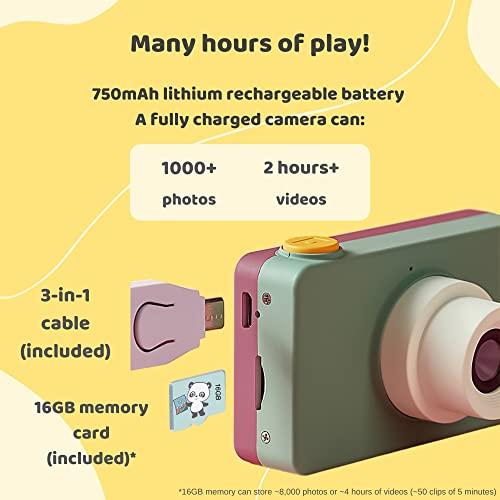 Kidamento Kidamento Kids Digital Camera & Video Camcorder, Soft BPA-Free Silicone Casing, 32GB Memory Card - Model C - Mikayo The Bear