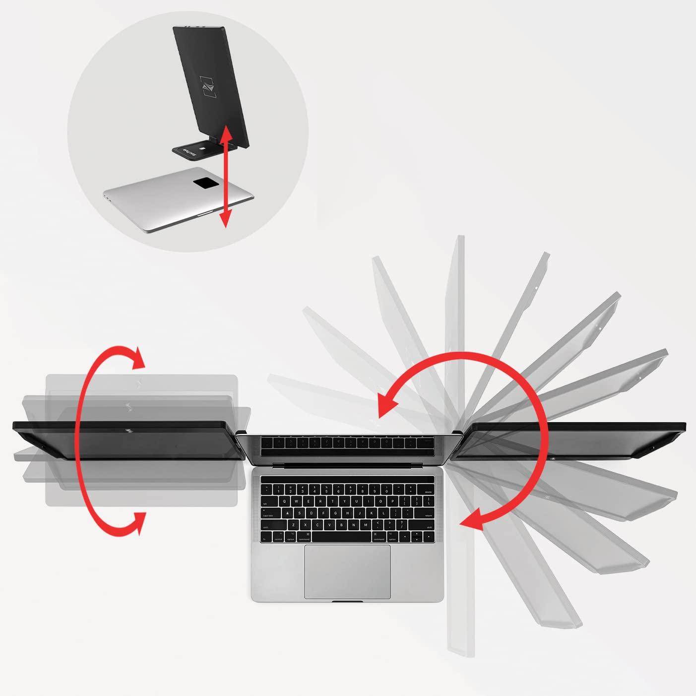 SideTrak SideTrak Swivel 12.5\" Portable Monitor for Laptop, Patented Swivel Hinge, Triple Screen Laptop Setup | FHD Dual Screen w/Kickstand, USB-C & HDMI, Mac, PC, Chrome Compatible (Triple Monitor)
