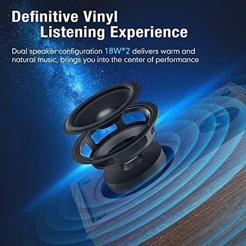 1 BY ONE 1 BY ONE Bluetooth Turntable HiFi System with 36 Watt Bookshelf Speakers, Patend Designed Vinyl Record Player with Magnetic Cartridge, Bluetooth Playback and Auto Off