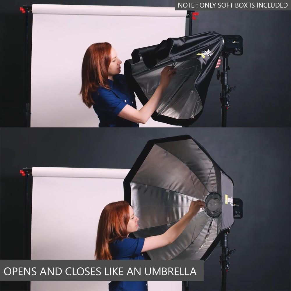 Angler Angler Boombox Octagonal Softbox (26") with Bowens Mount Premium Silver Interior, Removable Diffuser, Collapsible Perfect for Monolights, Strobes, LED Lights, for Professional Studio Photography