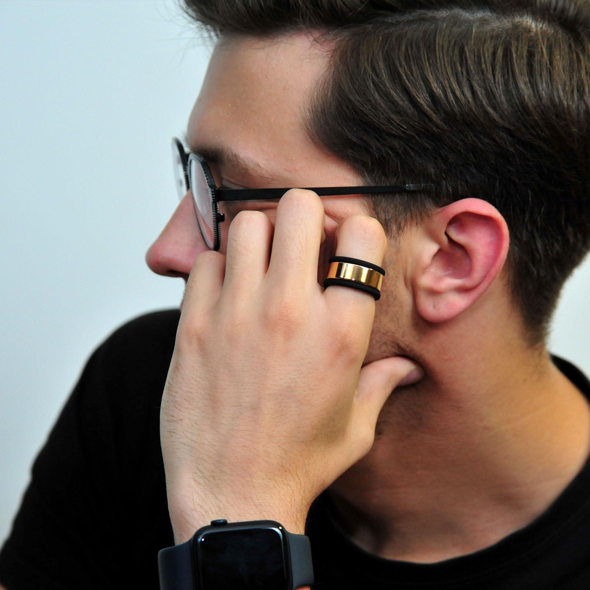 Rinfit Rinfit Smart Ring Protector - Silicone Ring Enhancer for Active Lifestyle and Gym - SportFit U.S. Design Patent - Black, Size 9